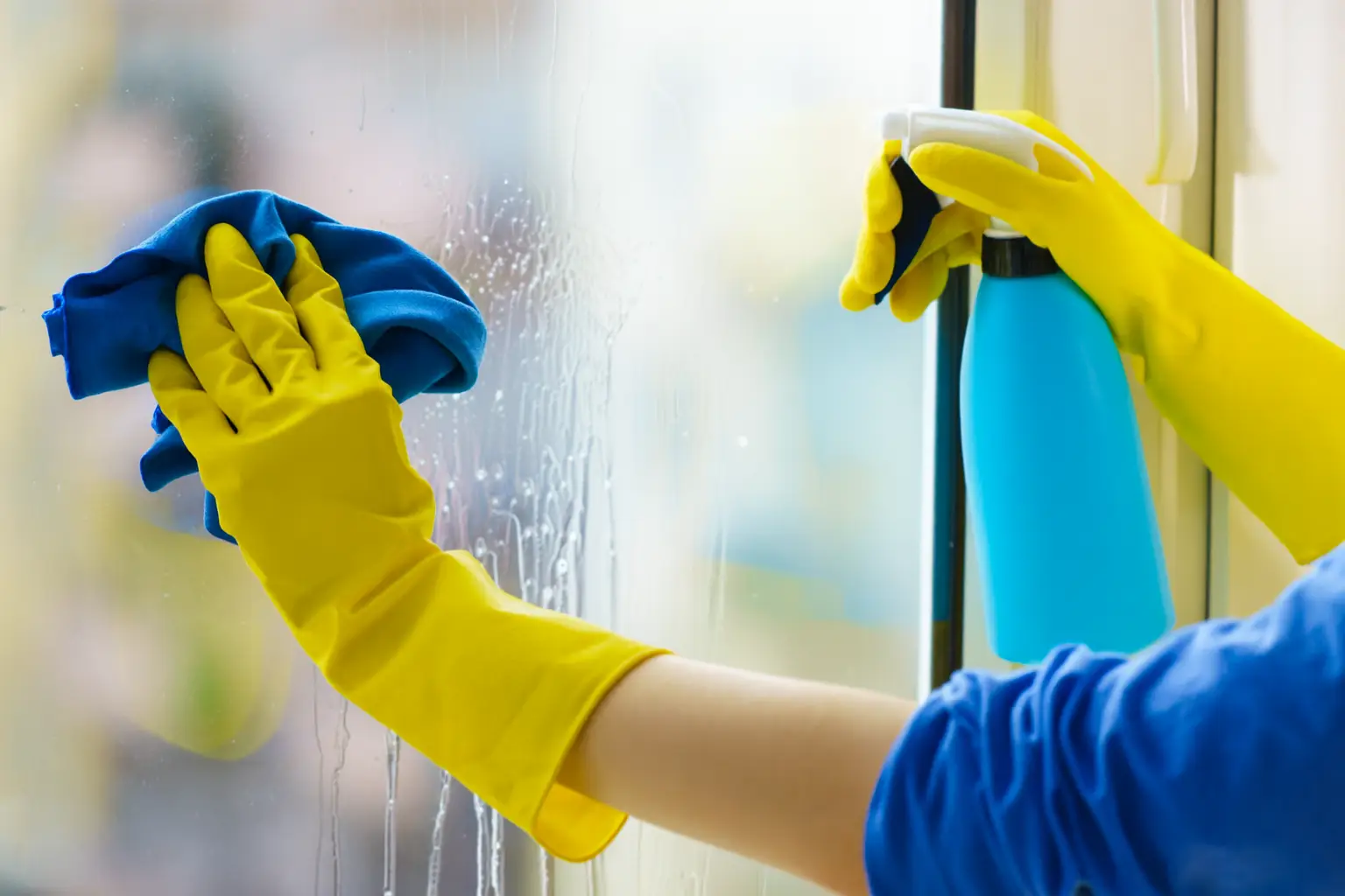 Ikkunanpesu kirkkailla väreillä